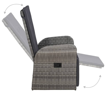 vidaXL 5 Piece Garden Dining Set with Cushions Grey Poly Rattan