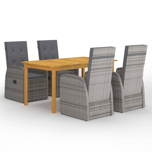 vidaXL Garden Dining Set | Grey | PE Rattan | Standard |  Removable Covers