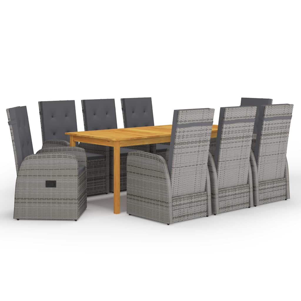 vidaXL Garden Dining Set | Grey | Solid Acacia wood | 9 Piece
