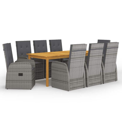 vidaXL Garden Dining Set | Grey | Solid Acacia wood | 9 Piece