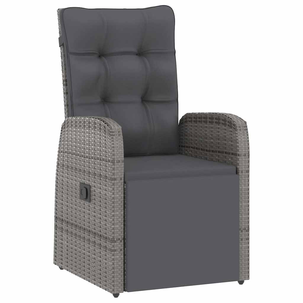 vidaXL 7 Piece Garden Dining Set with Cushions Grey Poly Rattan