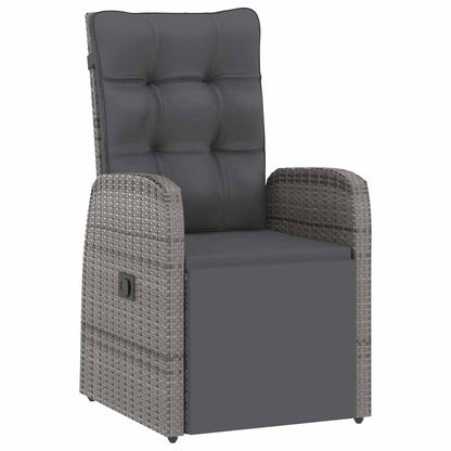 vidaXL 7 Piece Garden Dining Set with Cushions Grey Poly Rattan