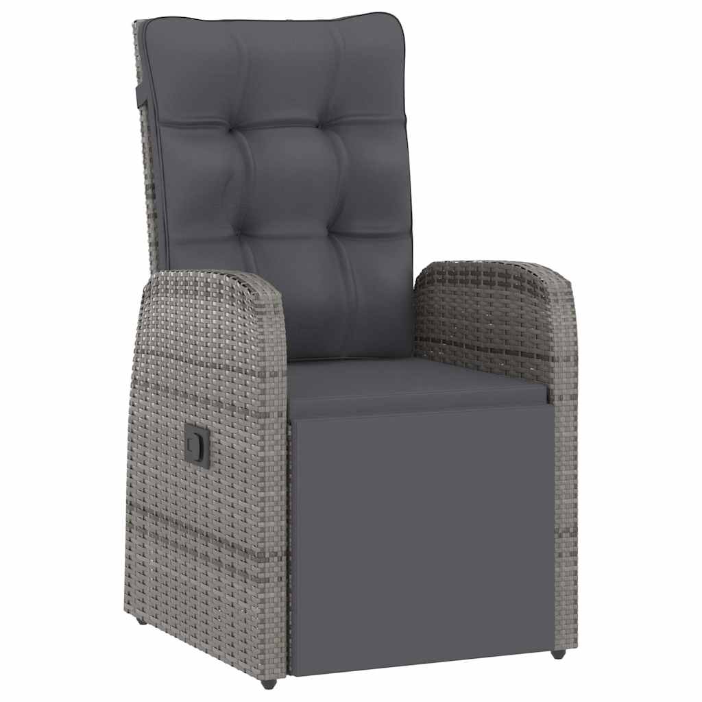 vidaXL 7 Piece Garden Dining Set with Cushions Grey Poly Rattan