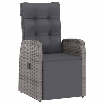 vidaXL 7 Piece Garden Dining Set with Cushions Grey Poly Rattan