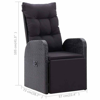 vidaXL 7 Piece Garden Dining Set with Cushions Black Poly Rattan
