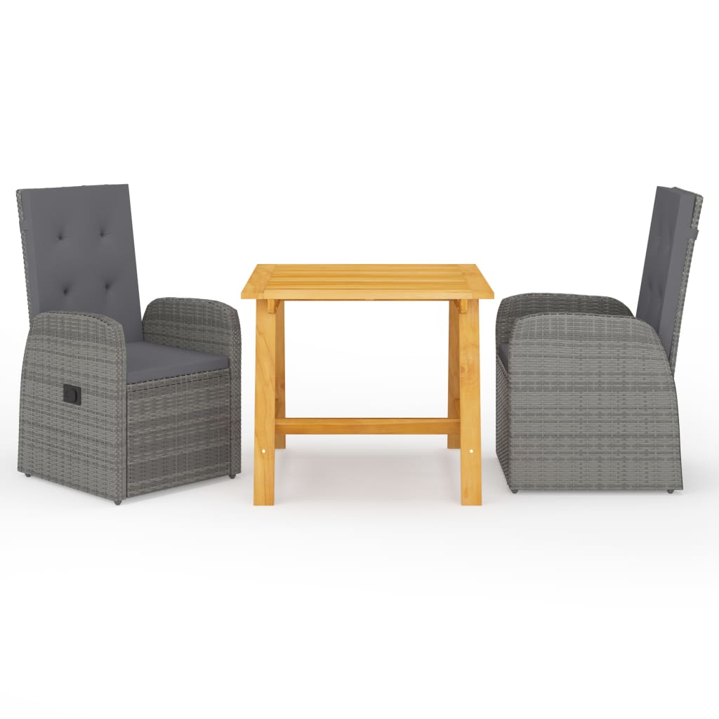 vidaXL Garden Dining Set | Grey | Poly rattan and solid acacia wood | Medium