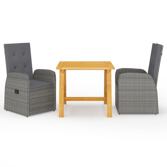 vidaXL Garden Dining Set | Grey | Poly rattan and solid acacia wood | Medium