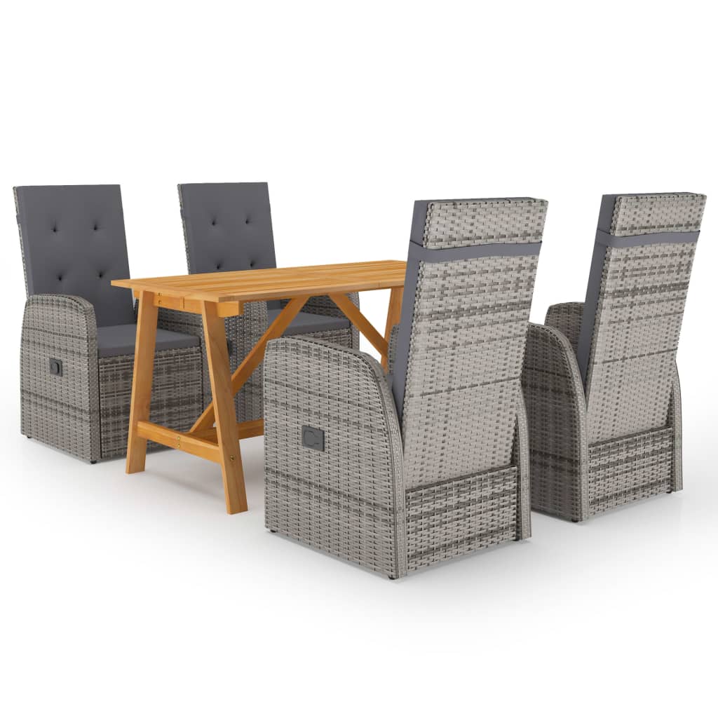 vidaXL Garden Dining Set | Grey | PE rattan | Medium | Adjustable Armrests
