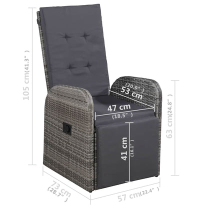 vidaXL 5 Piece Garden Dining Set with Cushions Grey Poly Rattan