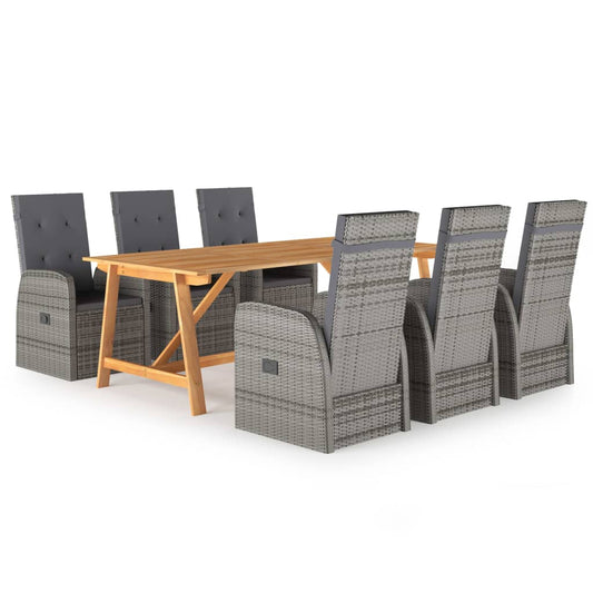vidaXL Garden Dining Set | Grey | PE Rattan | Medium | Removable Covers