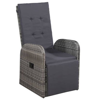 vidaXL 7 Piece Garden Dining Set with Cushions Grey Poly Rattan