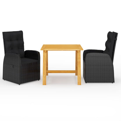 vidaXL Garden Dining Set | Black | Poly Rattan | Height-Adjustable