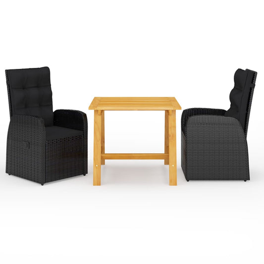 vidaXL Garden Dining Set | Black | Poly Rattan | Height-Adjustable
