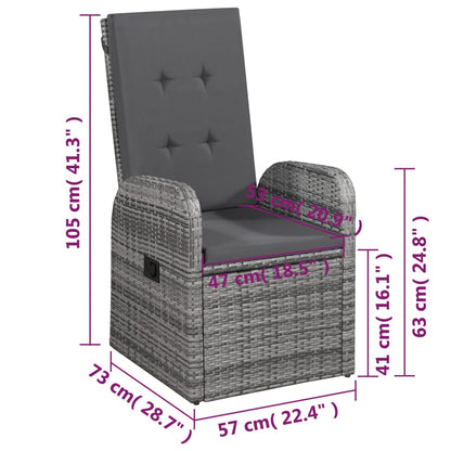 vidaXL 5 Piece Garden Dining Set with Cushions Grey Poly Rattan