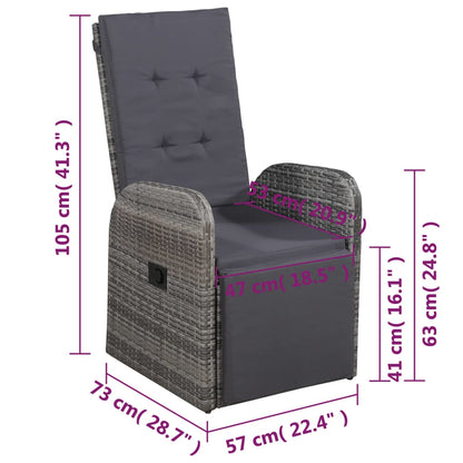 vidaXL 5 Piece Garden Dining Set with Cushions Grey Poly Rattan