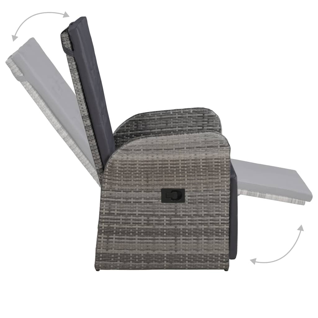vidaXL 5 Piece Garden Dining Set with Cushions Grey Poly Rattan