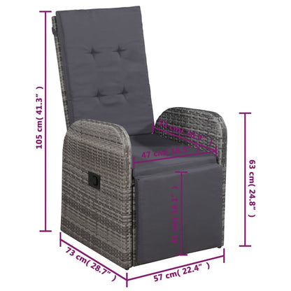 vidaXL 5 Piece Garden Dining Set with Cushions Grey Poly Rattan