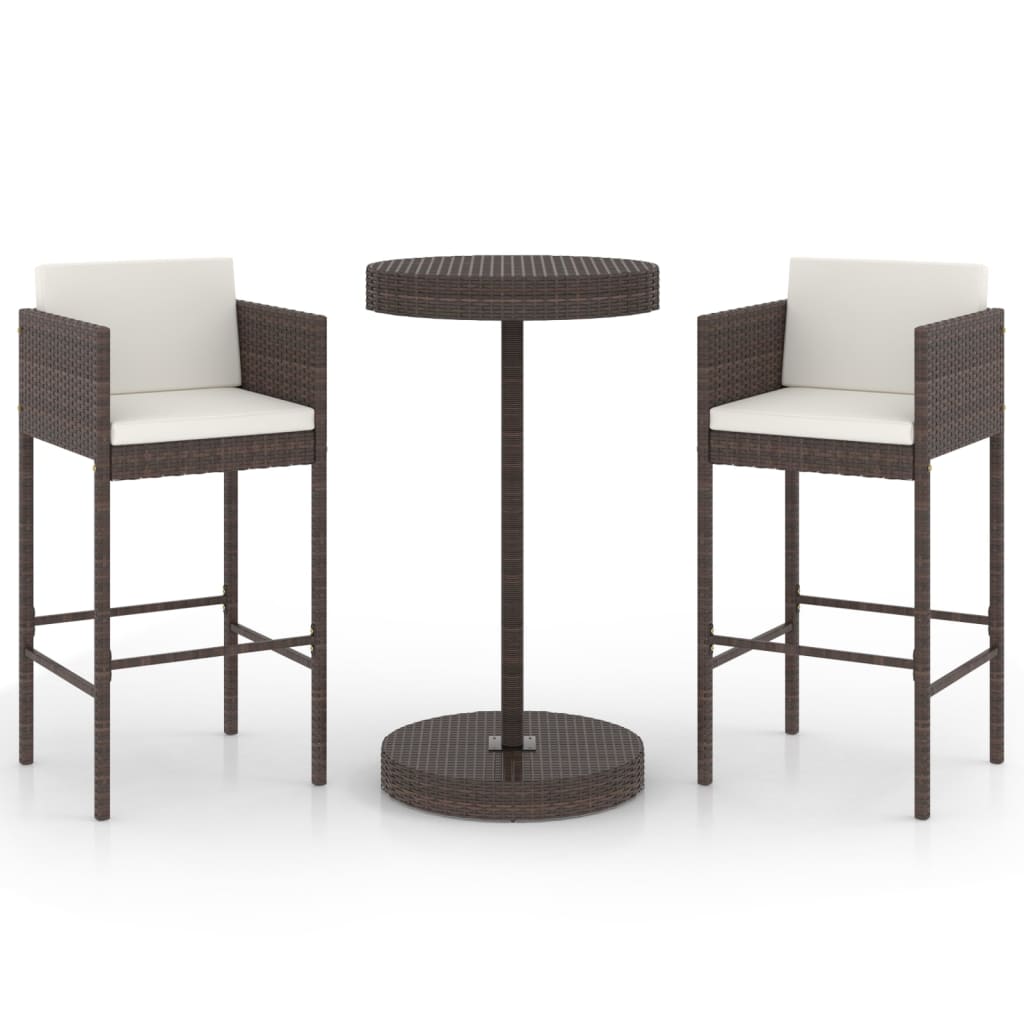 vidaXL Garden Bar Set | Brown, Cream White | PE rattan, Powder-Coated Steel