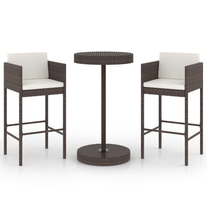 vidaXL Garden Bar Set | Brown, Cream White | PE rattan, Powder-Coated Steel