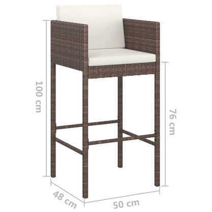 vidaXL Garden Bar Set | Brown, Cream White | PE rattan, Powder-Coated Steel