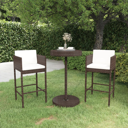 vidaXL Garden Bar Set | Brown, Cream White | PE rattan, Powder-Coated Steel