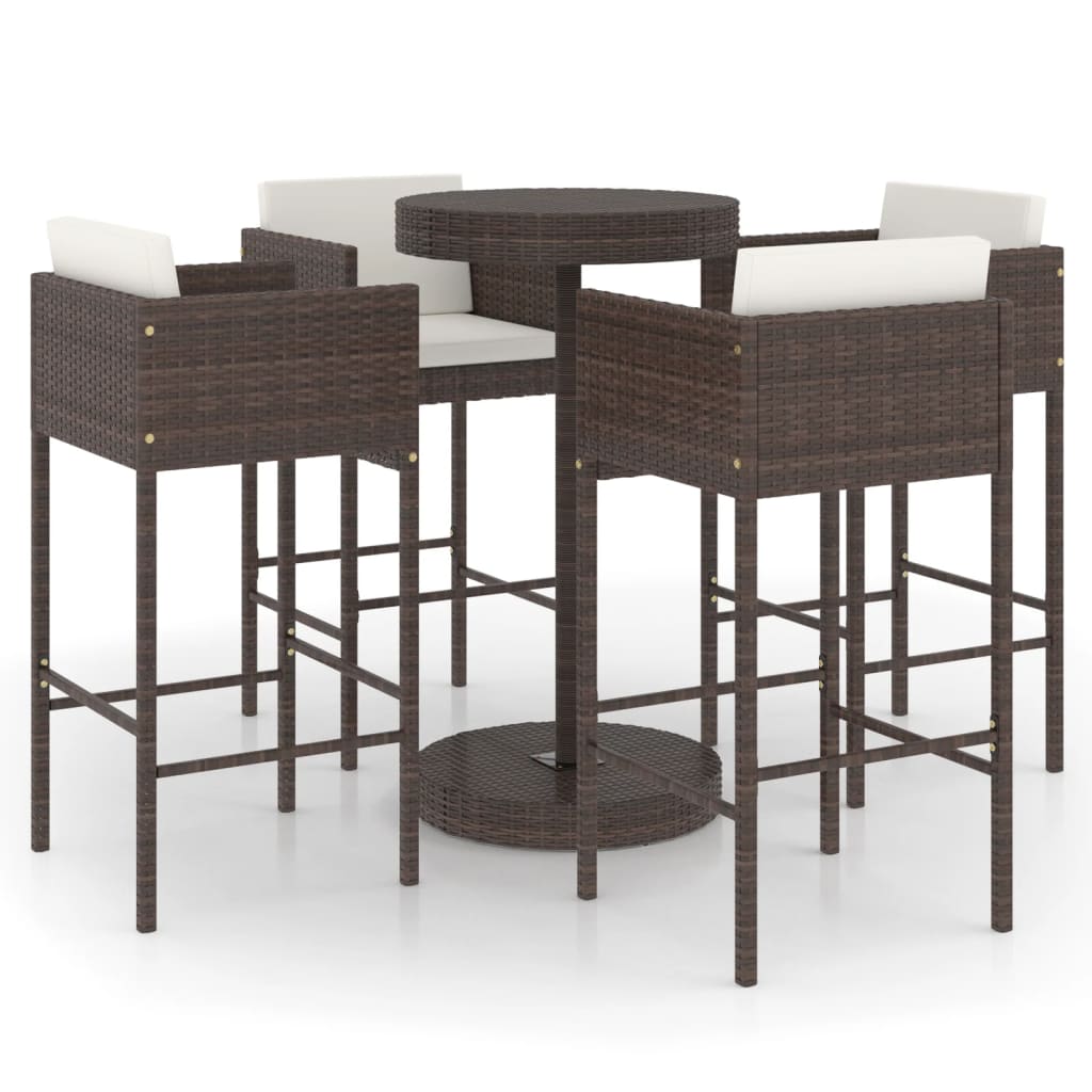vidaXL Garden Bar Set | Brown, Cream White | PE rattan, Powder-Coated Steel