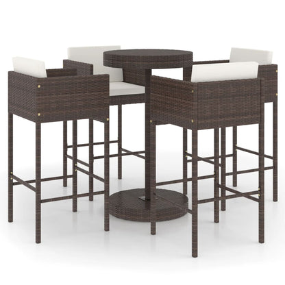 vidaXL Garden Bar Set | Brown, Cream White | PE rattan, Powder-Coated Steel