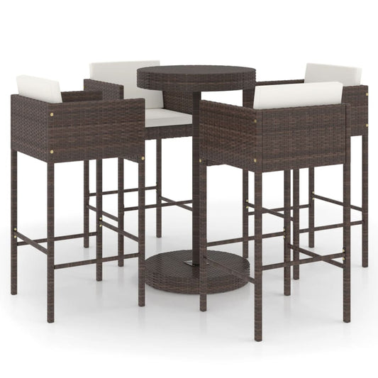 vidaXL Garden Bar Set | Brown, Cream White | PE rattan, Powder-Coated Steel