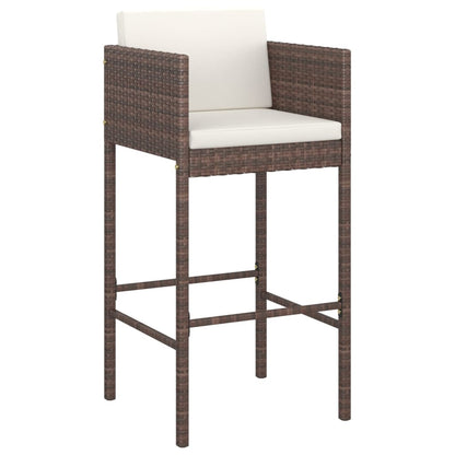 vidaXL Garden Bar Set | Brown, Cream White | PE rattan, Powder-Coated Steel