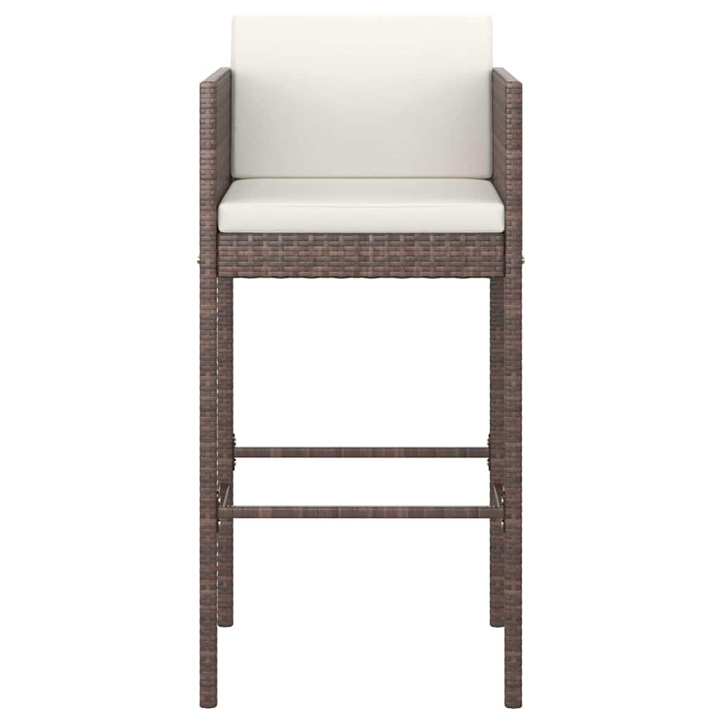 vidaXL 5 Piece Garden Bar Set with Cushions Poly Rattan Brown