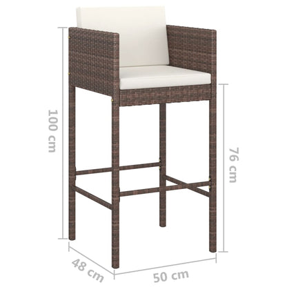 vidaXL Garden Bar Set | Brown, Cream White | PE rattan, Powder-Coated Steel