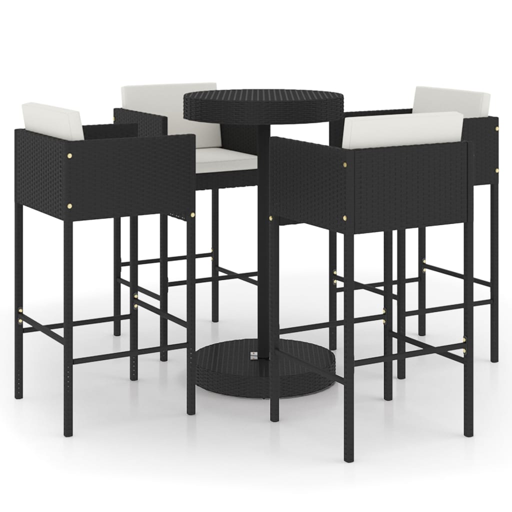 vidaXL Garden Bar Set | Black, Cream White | PE Rattan, Powder-Coated Steel