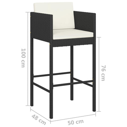 vidaXL Garden Bar Set | Black, Cream White | PE Rattan, Powder-Coated Steel