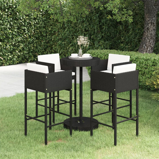 vidaXL Garden Bar Set | Black, Cream White | PE Rattan, Powder-Coated Steel