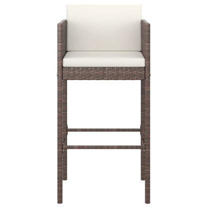 vidaXL 3 Piece Garden Bar Set with Cushions Poly Rattan Brown