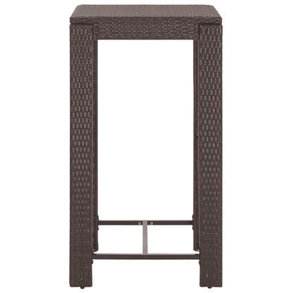 vidaXL 3 Piece Garden Bar Set with Cushions Poly Rattan Brown