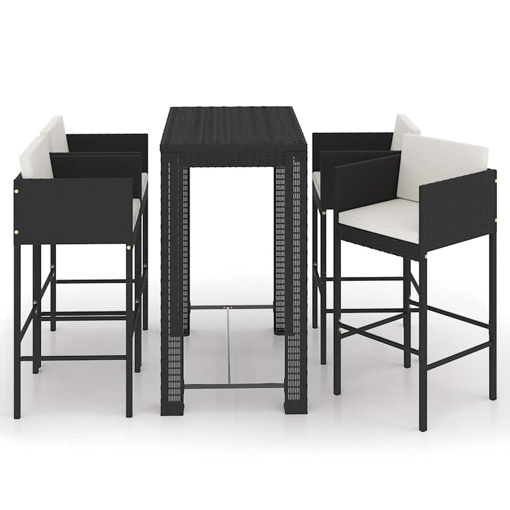 vidaXL Garden Bar Set | Black with cream white cushions