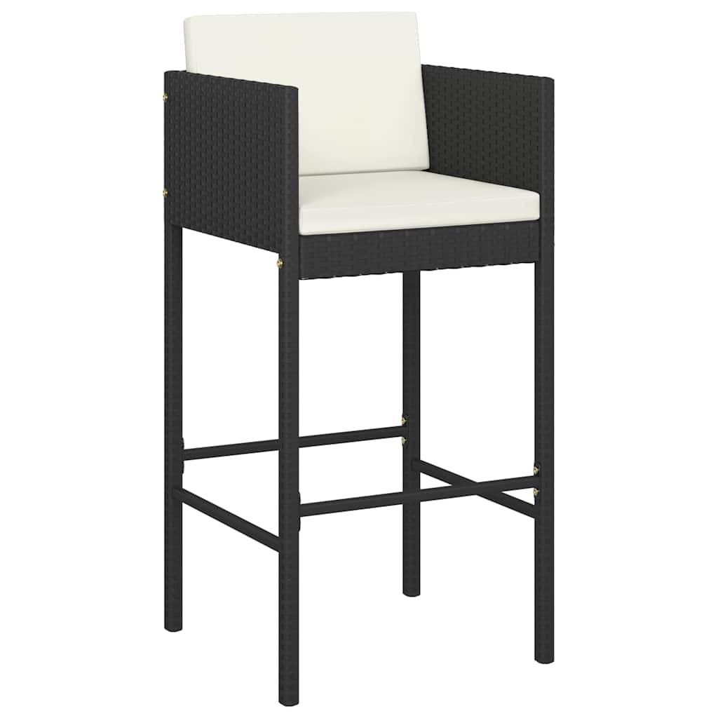 vidaXL Garden Bar Set | Black with cream white cushions