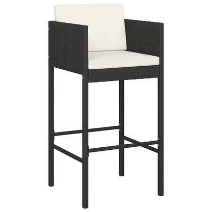 vidaXL Garden Bar Set | Black with cream white cushions