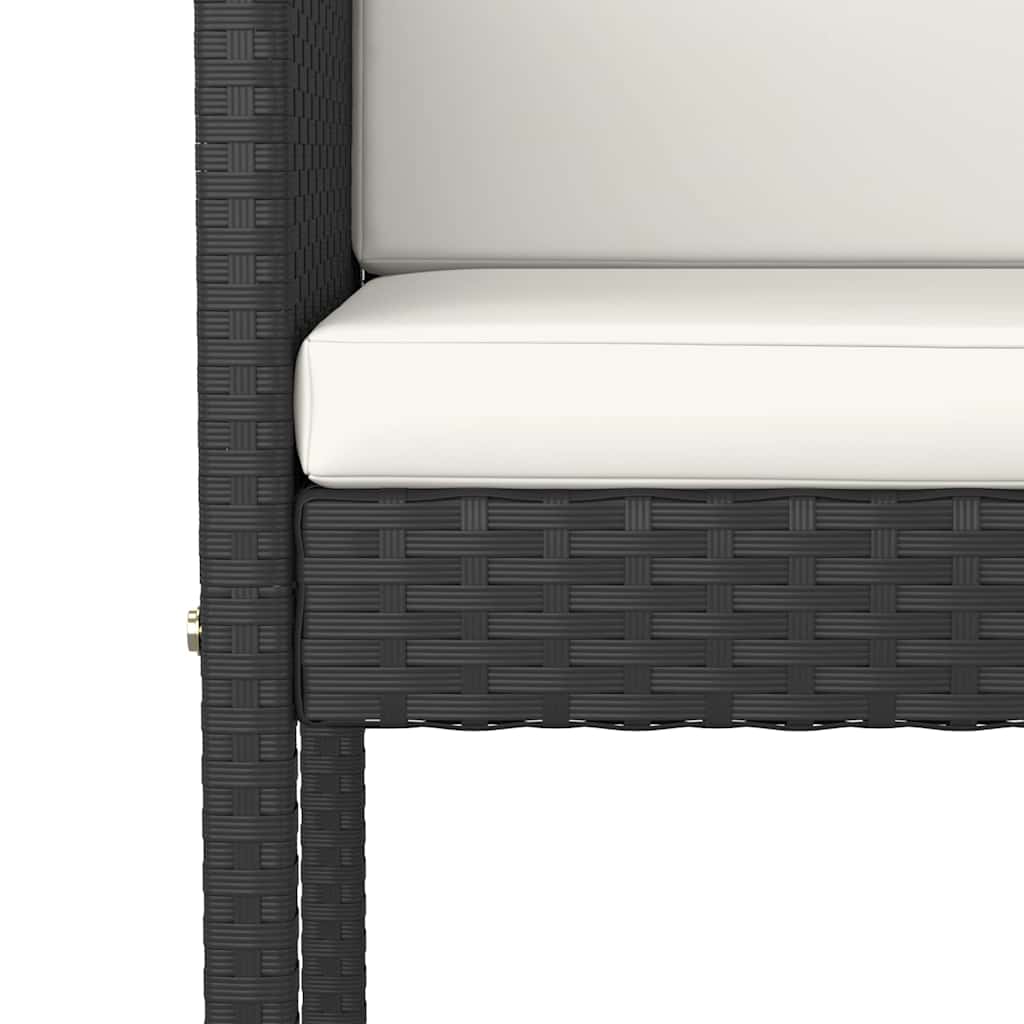 vidaXL Garden Bar Set | Black with cream white cushions