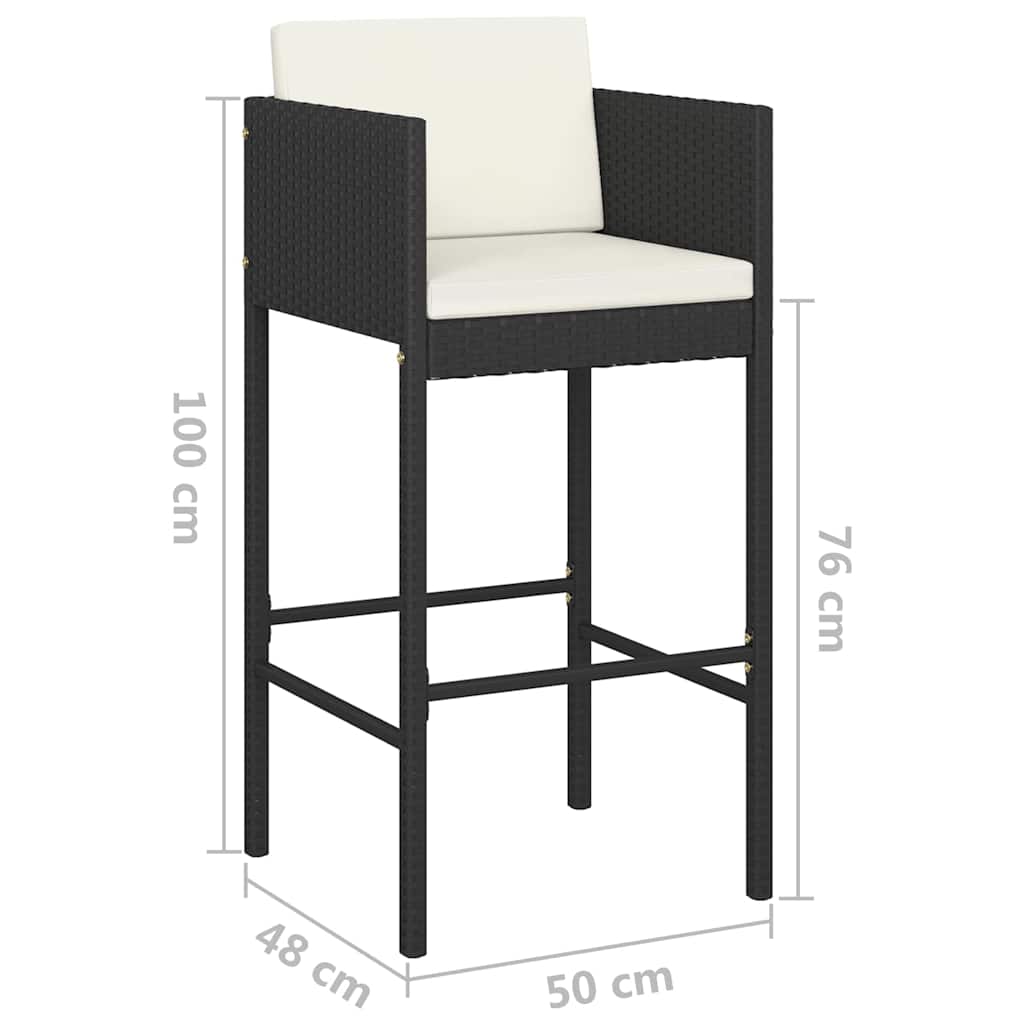 vidaXL Garden Bar Set | Black with cream white cushions