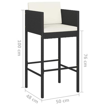 vidaXL Garden Bar Set | Black with cream white cushions