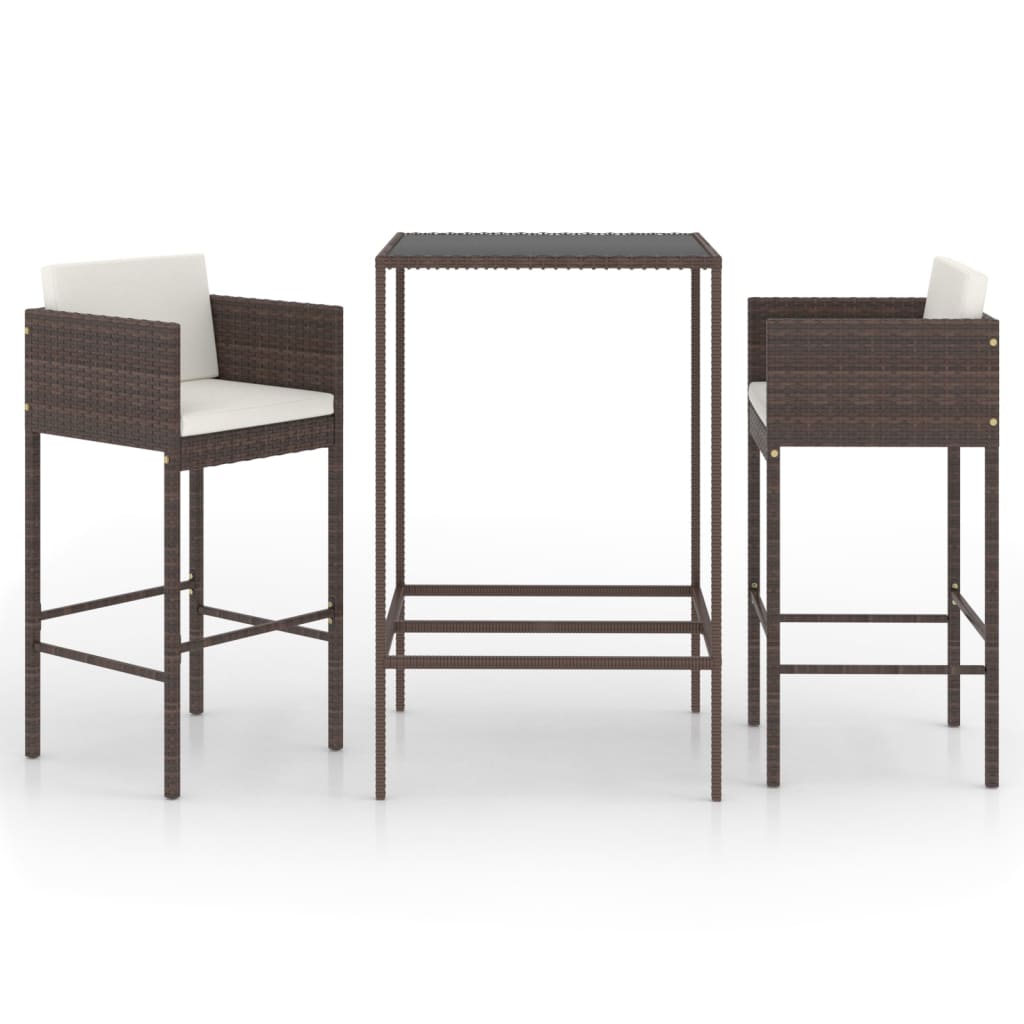 vidaXL Garden Bar Set | Brown | PE rattan | Medium |  Footrest  | Garden Bar Set