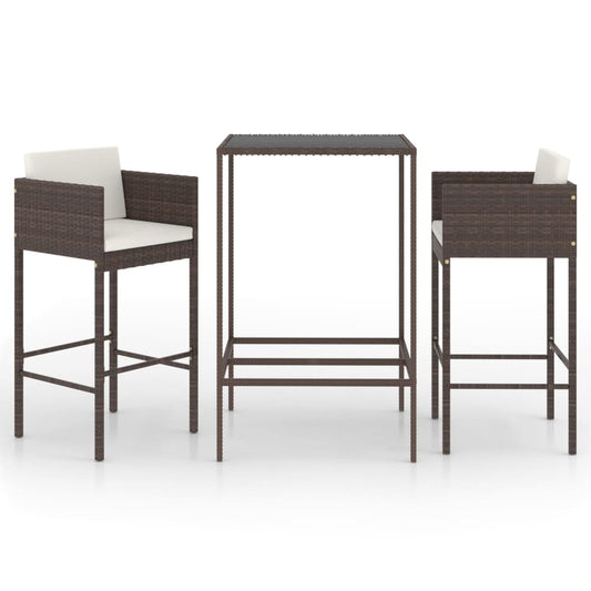vidaXL Garden Bar Set | Brown | PE rattan | Medium |  Footrest  | Garden Bar Set