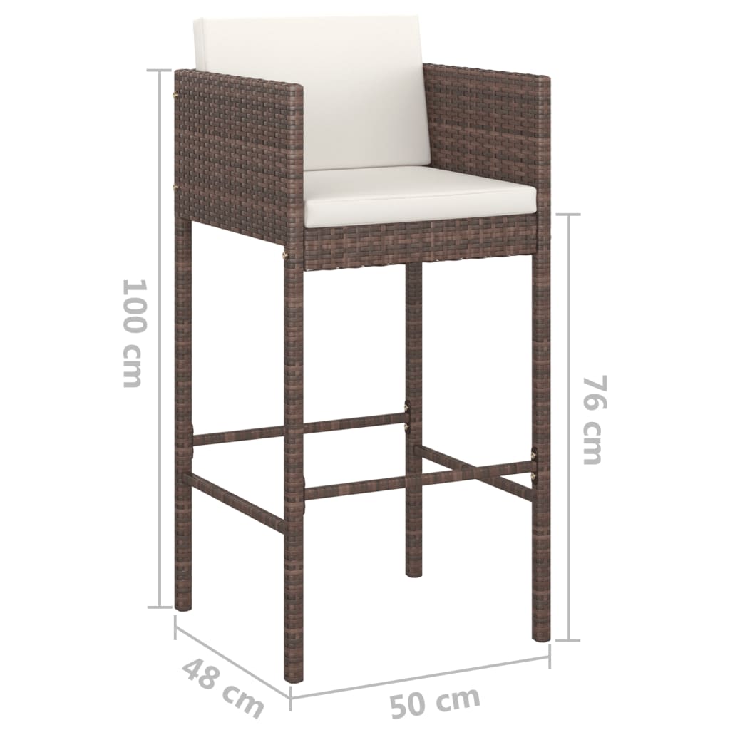 vidaXL Garden Bar Set | Brown | PE rattan | Medium |  Footrest  | Garden Bar Set