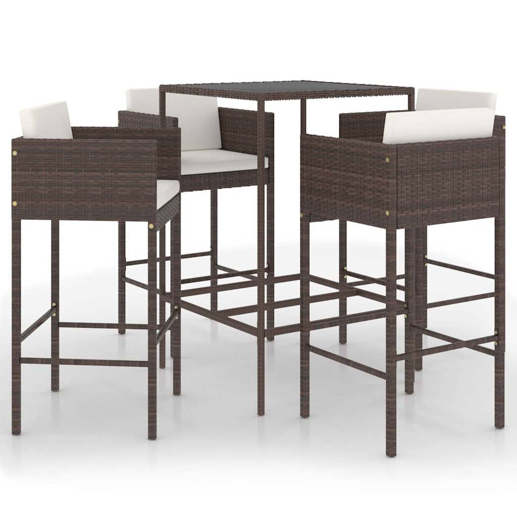 vidaXL Garden Bar Set | Brown | PE rattan | Medium | Footrest | Garden Bar Set