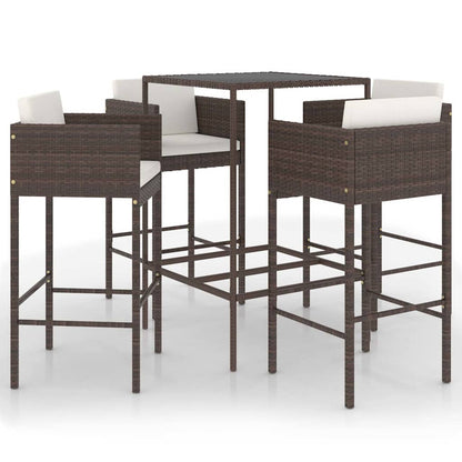vidaXL Garden Bar Set | Brown | PE rattan | Medium | Footrest | Garden Bar Set