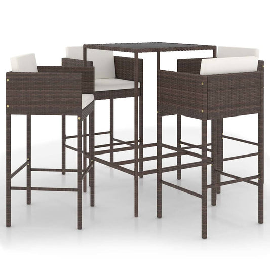 vidaXL Garden Bar Set | Brown | PE rattan | Medium | Footrest | Garden Bar Set
