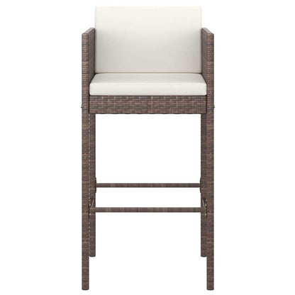 vidaXL 5 Piece Garden Bar Set with Cushions Poly Rattan Brown