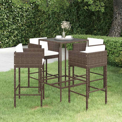 vidaXL Garden Bar Set | Brown | PE rattan | Medium | Footrest | Garden Bar Set